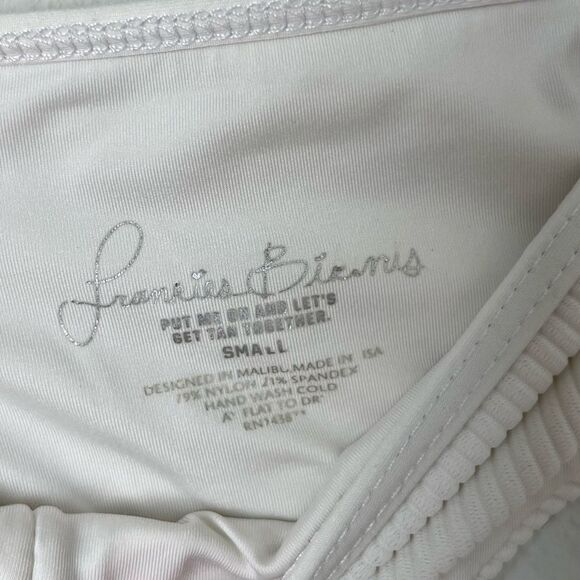 Frankies Bikinis Alana Ribbed Cheeky Bikini Bottom in White - Picture 7 of 9